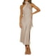 thumbnail image 1 of Vestidos de Fiesta Elegantes con cuello Halter para mujer vestido de fiesta de satén con espalda descubierta y abertura Cgtredaw Beige T XL para Mujer, 1 of 7