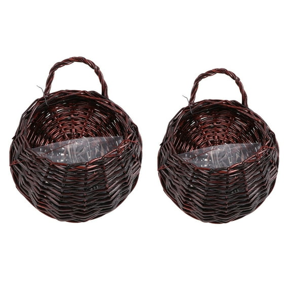 FELTECHELECTR Wall Planters for Indoor Plants Woven Flower Baskets Dark Coffee 2Pcs 9.6x7.9x3.1in