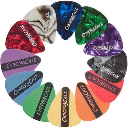 ChromaCast 12-Pack Guitar Picks, Assorted Colors and Gauges, Pearl Celluloid and Delrin (Best Sounding Guitar Picks)