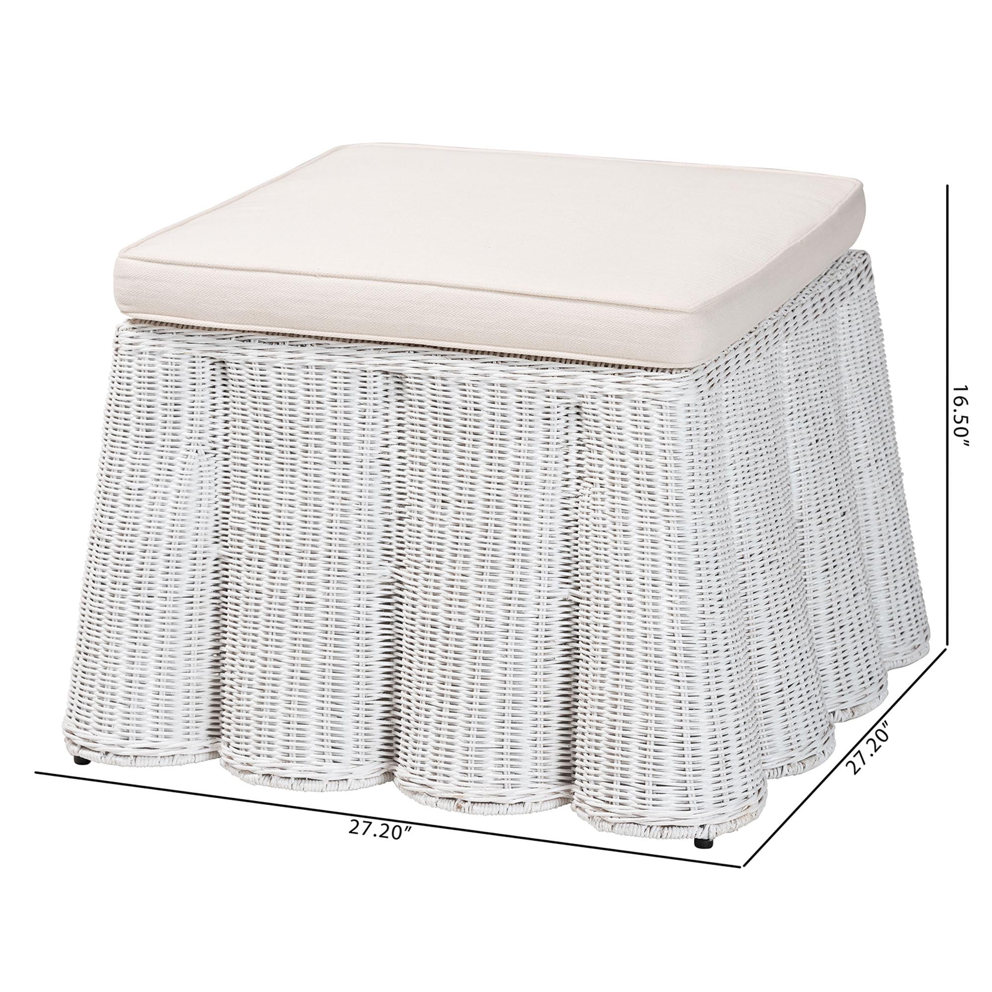 bali & pari Palm Boho Ottoman, White