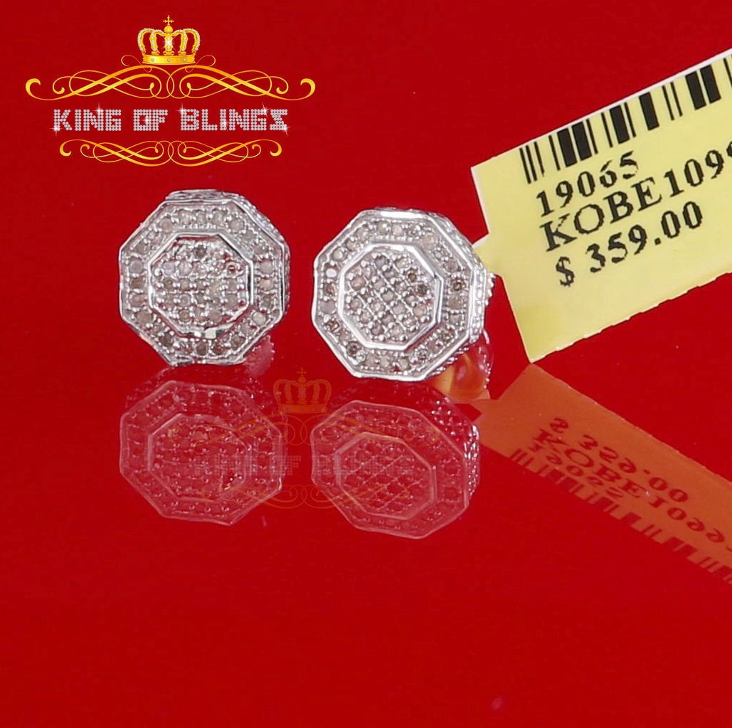 King of Bling's Women's Stud in 925 White Sterling Silver 0.33ct Diamond Stud Men's Earrings