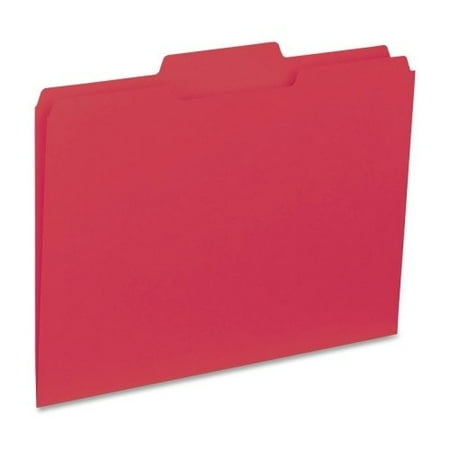 Business Source 1/3-cut Colored Interior File Folders - Letter - 8 1/2" x 11" Sheet Size - 1/3 Tab Cut - Assorted Position Tab Location - 11 pt. Folder Thickness - Red - Recycled - 100 / Box