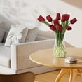 thumbnail image 5 of 10PCS Faux Flowers with Vase, Faux Silk Tulip Flower Artificial Flowers Bouquet in Glass Vase, Faux Flower Arrangement with Vase for Home Office Decoration, Dining Table Centerpiece Fake Tulips, 5 of 5