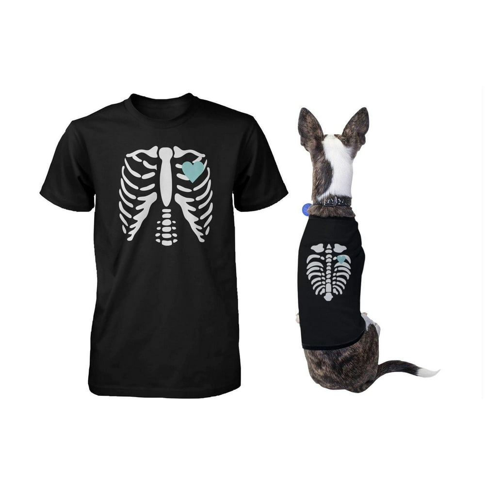 Skeleton Matching Pet and Owner Tshirts for Halloween Dog and Human