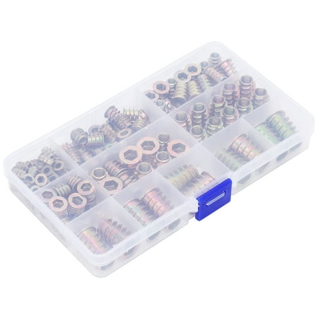 

Agatige 125Pcs Insert Wood Nut Hex Drive Furniture Head Hardware Fasteners Industrial Supplies Fasteners Nuts Screw Nut Kit