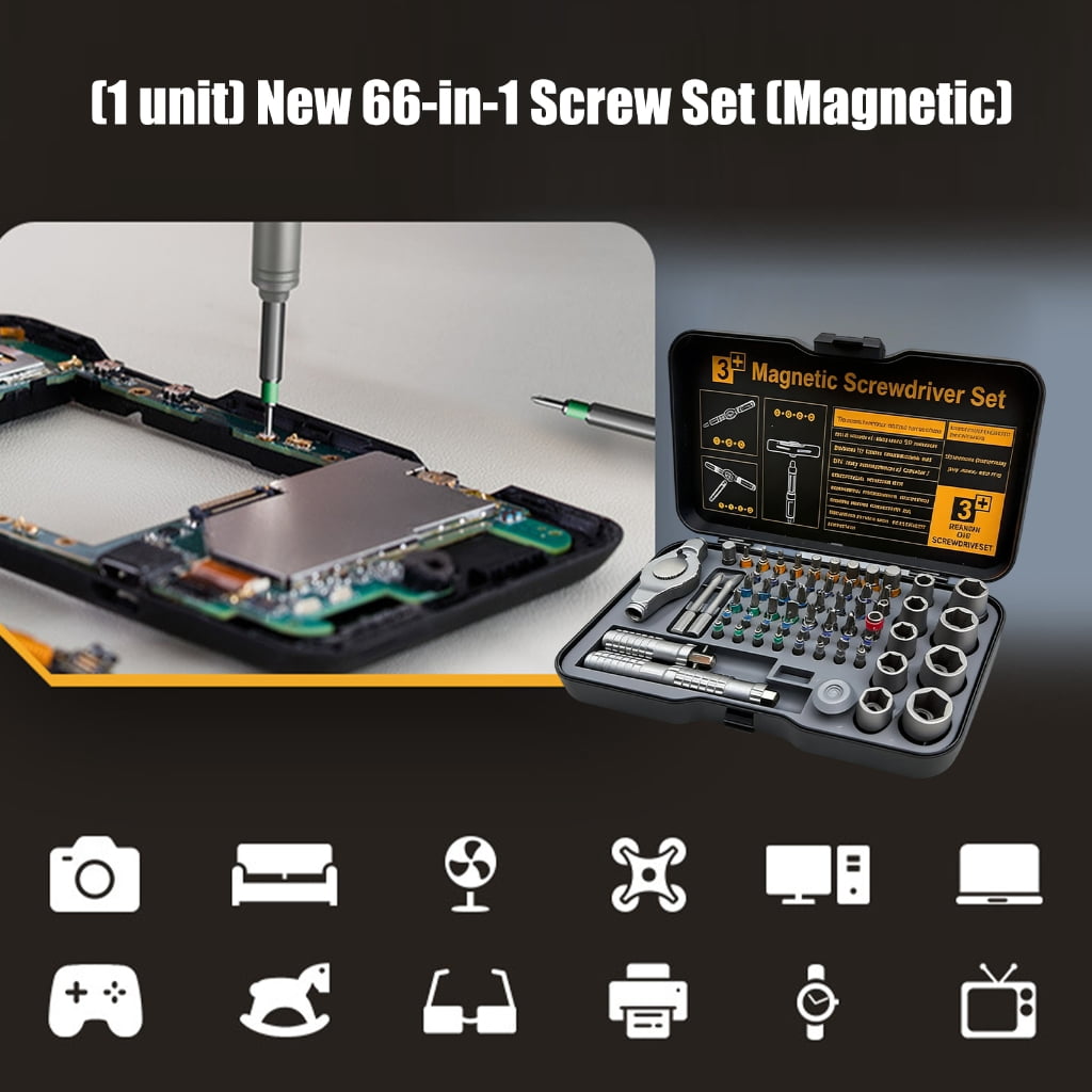 Premium 66 Piece Screwdriver Set Featuring Steel Shafts And Storage Case Ergonomic Screwdriver