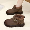 thumbnail image 3 of Womens Platform Snow Boots Thickened Warm Plush Lined Buckle Ankle Strap Nonslip Winter Ankle Booties Slip on Loafers Coffee 7, 3 of 6