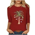 thumbnail image 2 of Women's Plus Size Christmas Print Shirt with 3/4 Sleeve Round Neck Loose Fit Comfortable Casual Top, 2 of 5