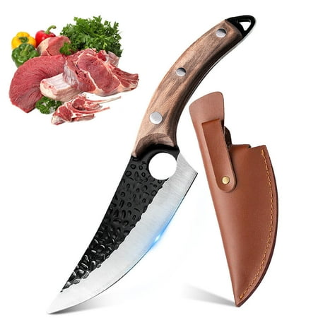 

MDHAND Forged Viking Knives Japan Knife Multipurpose Kitchen Knife with Leather Sheath for Home and Kitchen Brown