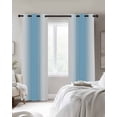 thumbnail image 4 of Sky Blue White Blackout Curtains for Bedroom Living Room Darkening Curtains 63 Inches Long Gradient Vertical Stripes Minimalist Window Curtain 2 Panels Set Window Treatment Grommet Drapes 52"x63", 4 of 9