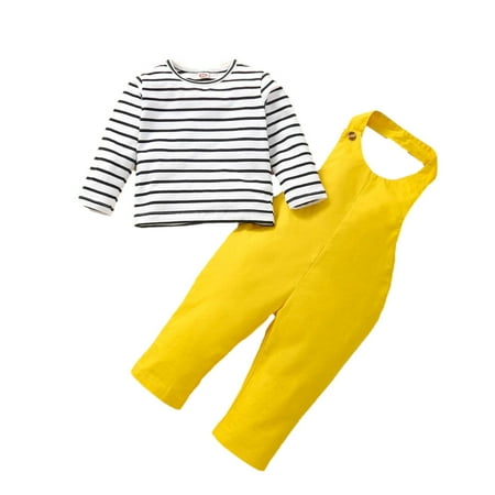 

Dadaria Toddler Sweatpants 12Months-5Years Toddler Baby Boys Girls Costume Solid Color Suspender Trousers Striped Long Sleeves Clothes Suit Girls Sling Suit Yellow 18-24 Months Toddler