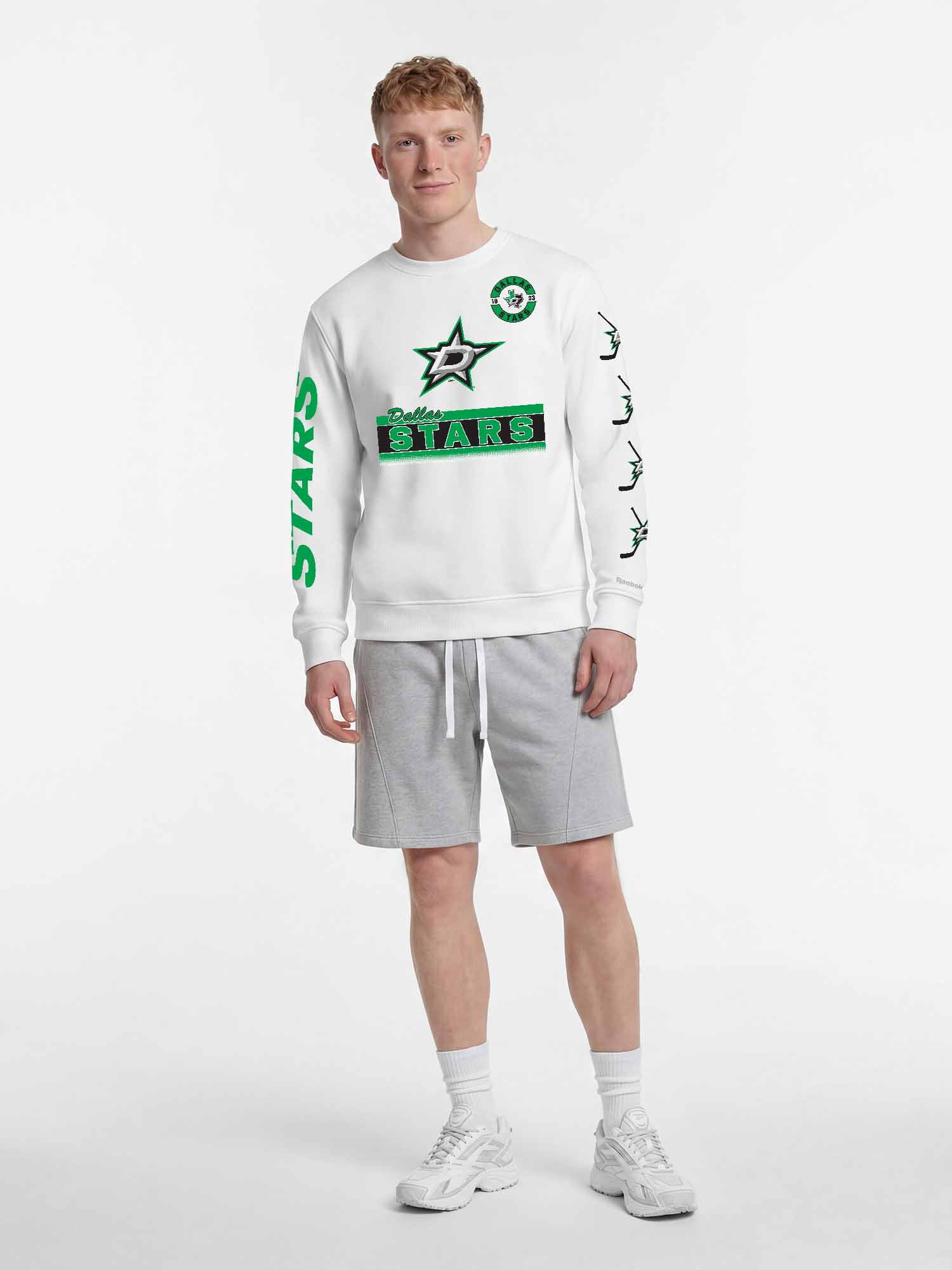 Dallas Stars Reebok Mens White Crew Sweatshirt