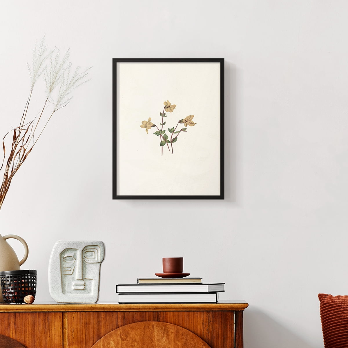 Vintage Floral Print CLXVI - 14in. x 11in. Vintage Framed Print in Black Wood Frame