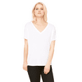 thumbnail image 4 of BELLA + CANVAS Short Sleeve V-Neck T-Shirt, Women’s Relaxed Slouchy Fit White Tee, 2XL, 4 of 6