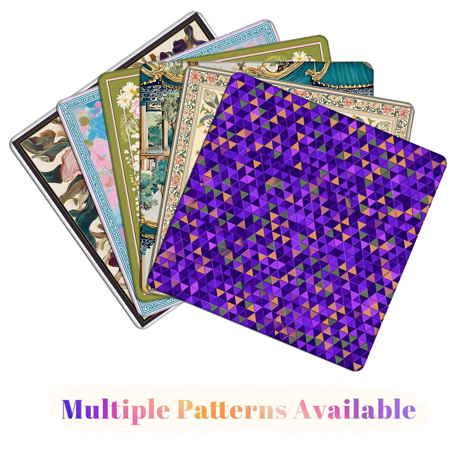 Mahjong Mat 31.5" x 31.5" Purple triangle seamless Non-Slip Noise Reduction American Mahjong Tiles Table Cover for Dominoes Poker Card Board Games Gift