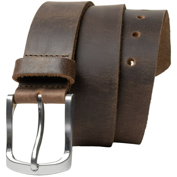 Urbanite Distressed Brown Leather Belt by Nickel Zero® - Casual Men's Belt