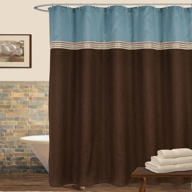 Lush Decor Terra Stripe Shower Curtain, Lush Decor Cocoa Flower Shower Curtains