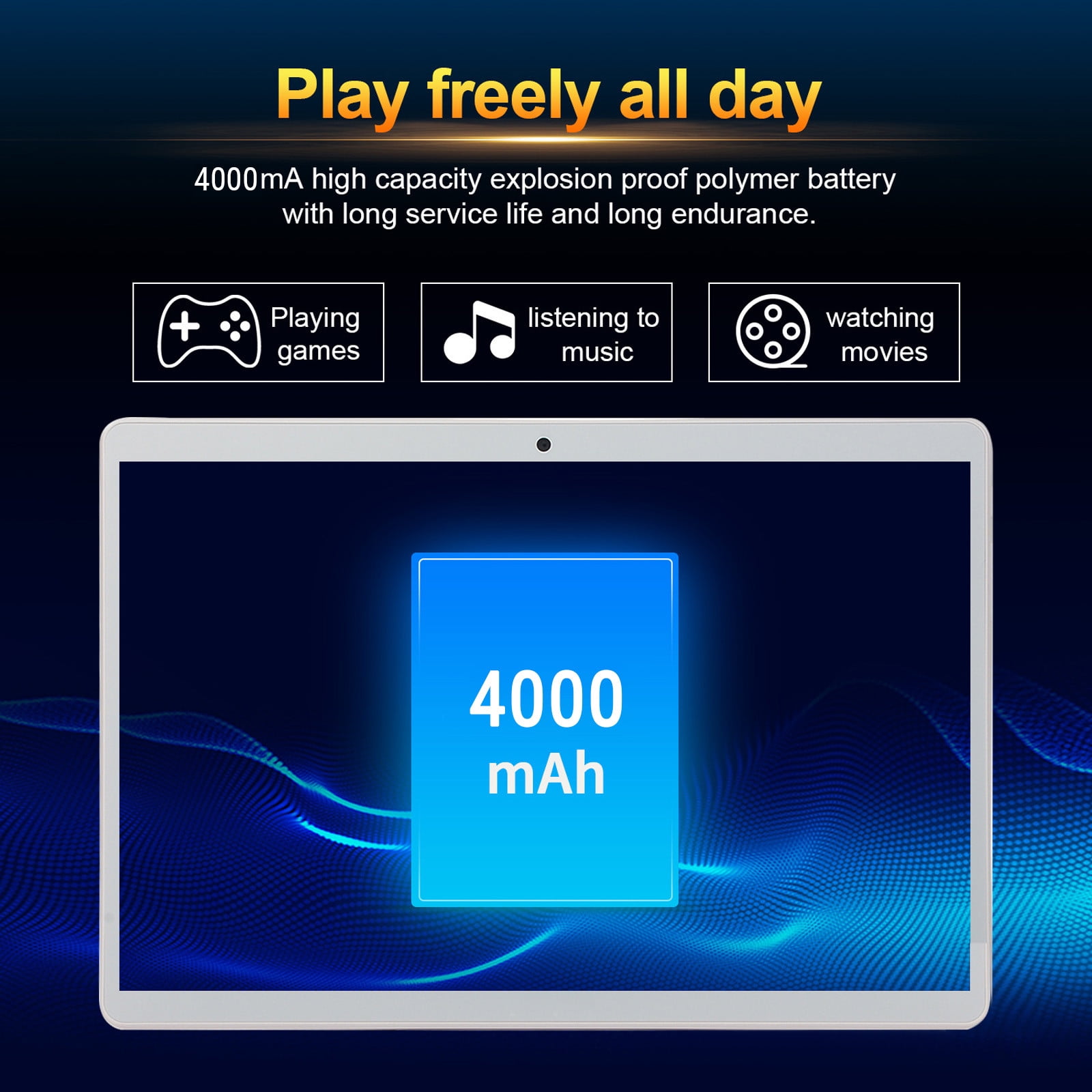 10.1-inch Android Tablet, Octa-Core Processor, 1GB RAM, 16GB Storage, WiFi, Bluetooth, GPS, 0.3MP Front & 2MP Rear Camera