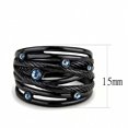 thumbnail image 2 of Luxe Jewelry Designs Women's Black Ion Plated Stainless Steel Ring with Sea Blue Crystals - Size 9, 2 of 4