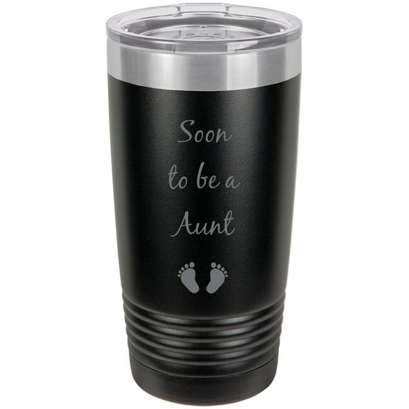 Soon to be a Aunt Stainless Steel Engraved Insulated Tumbler 20 Oz Travel Coffee Mug, Black