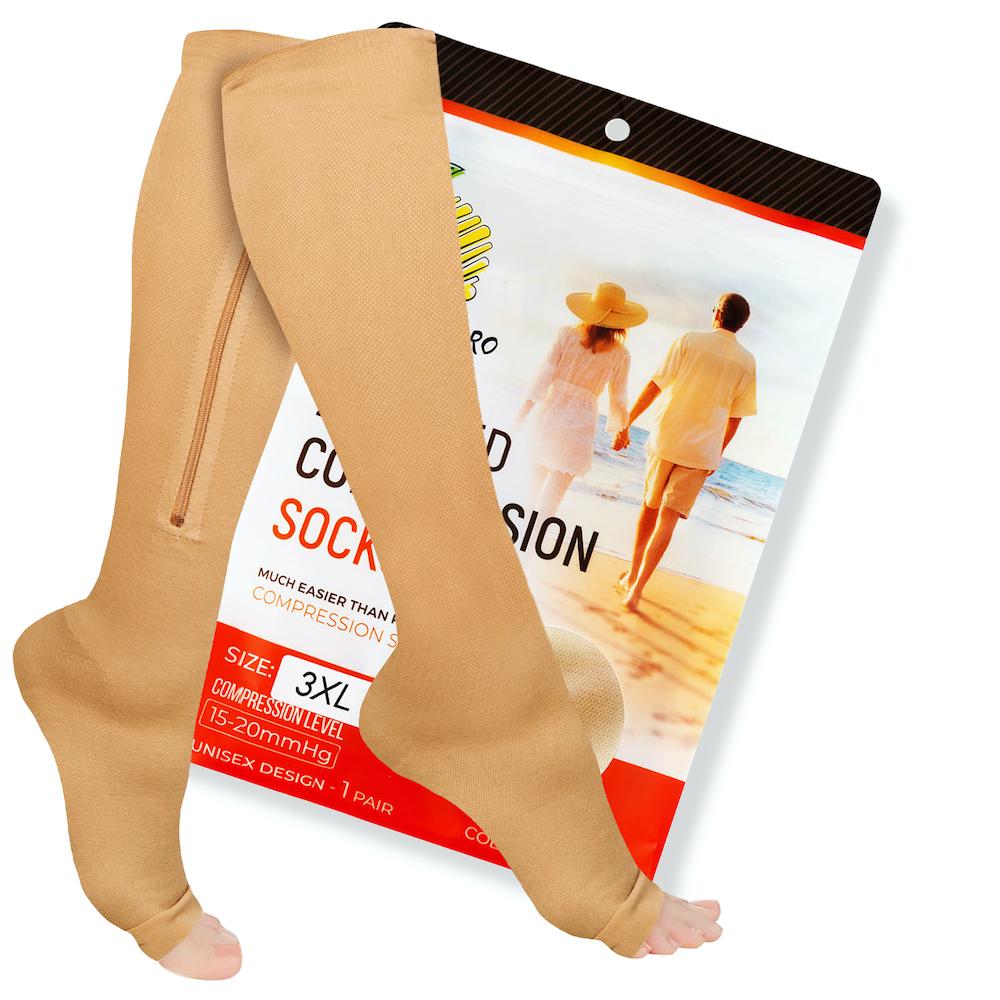 Zipper Compression Socks with Zip Guard Skin Protection  Open Toe (sizes  Med to 6XL)- 20-30mmHg Medical Compression Socks for Men  Women -  Walmart.com