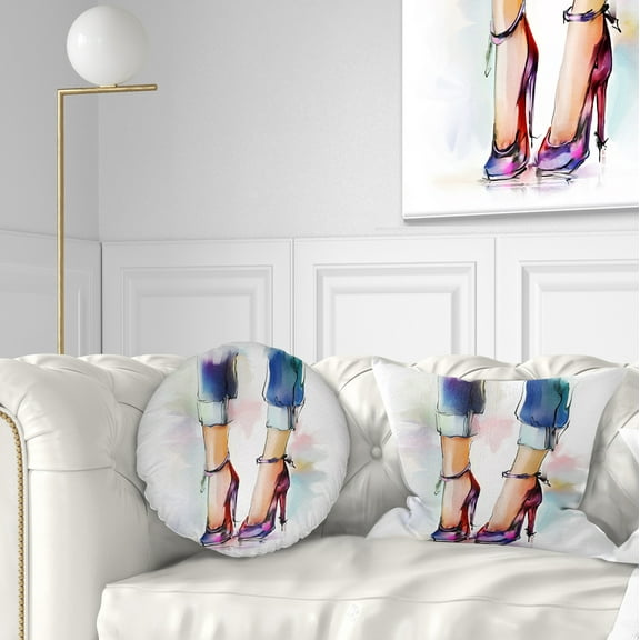 Designart Female Legs and Shoes - Contemporary Throw Pillow - 12x20