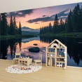 thumbnail image 6 of Wallpaper Serene Mountain Lake Sunset Pine Trees Reflective Water Peel and Stick Wall Murals 100"H x 144"W Removable PVC Wall Paper Self-Adhesive Wall Paintings Art Decor for Bedroom Living Room, 6 of 7