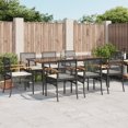 thumbnail image 1 of vidaXL 9 Piece Garden Dining Set with Cushions Black Poly Rattan, 1 of 4