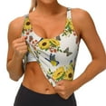 thumbnail image 4 of Vsdgher Bird Sunflowers Print Women Sleeveless Athletic Tank Top Built-in Bra Camisole Sports Vest for Yoga Running Fitness Exercise with Removable Pads, 4 of 8