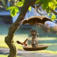 thumbnail image 5 of Animal Bird Feeder With Umbrella Squirrel Gardening Animal Statues Garden M0d2 Hanging Feeders Ornament Decoration, 5 of 8