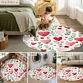 thumbnail image 6 of Valentine's Day Washable Area Rug&nbsp;5 ft Vintage Red Pink Dots Love Heart Roses Floral Eucalyptus Leaf Soft Round&nbsp;Rugs for Living Room, Non Slip Carpet for Bedroom&nbsp;Entryway Dining Room, 6 of 9