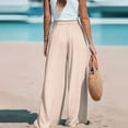 thumbnail image 5 of Palazzo Pants for Women Smocked Waist Boho Western Flowy Wide Leg Pant Women's Wide Leg Loose Drawstring Casual Pants Yellow XL, 5 of 5