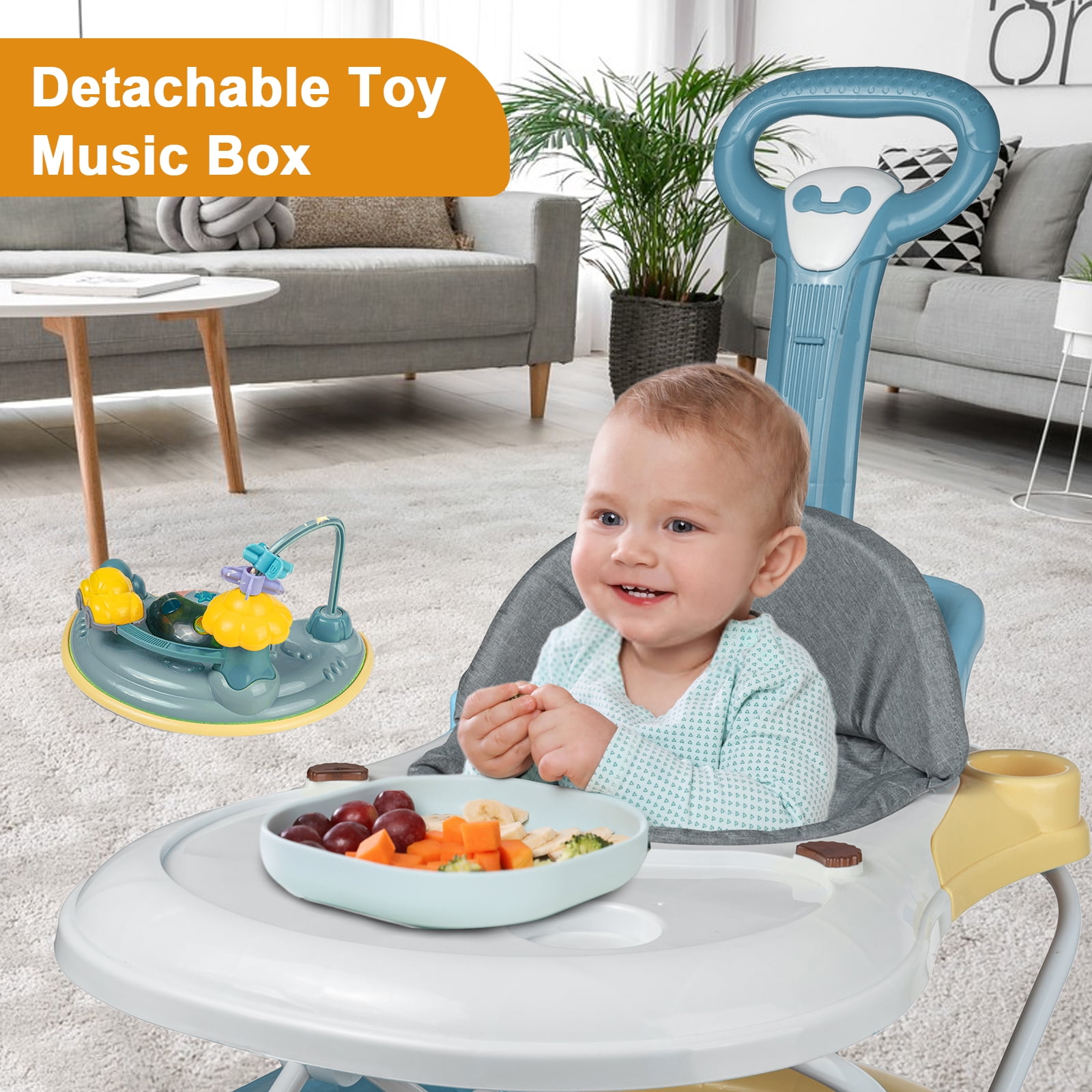 EONROACOO 5-in-1 Baby Walker, Music and Lights Infant Walker for Boys Girls, Walker with Toys, Green