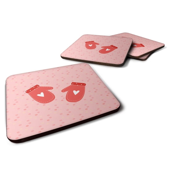 Oven Mitts Pink Foam Coaster Set of 4