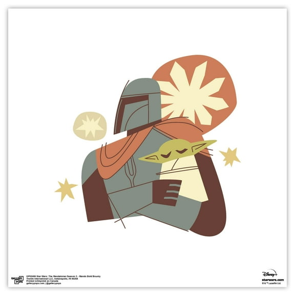 Gallery Pops Star Wars: The Mandalorian Season 3 - Mando Bold Bounty Wall Art, Unframed Version, 12" x 12"