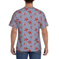 thumbnail image 3 of Vsdgher Starfish Navy Blue Stripe Print Men's Dry Fit Mesh Athletic Shirts Moisture Wicking Tennis T-Shirt Tops, 3 of 9