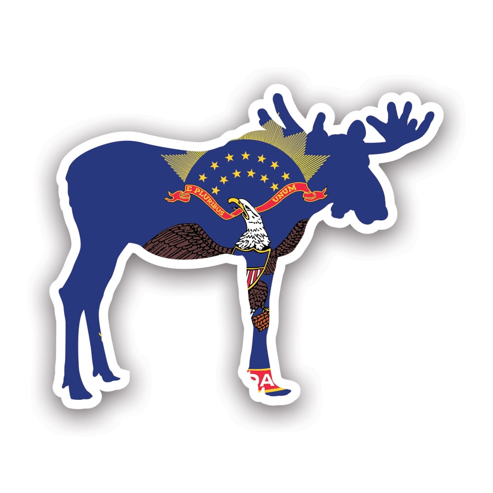 North Dakota Moose Shaped Flag Sticker Decal Self Adhesive Vinyl