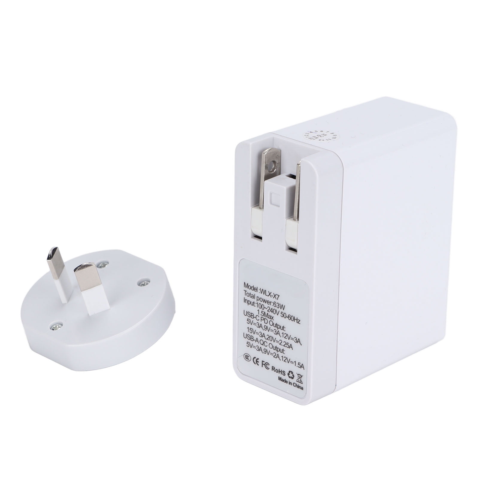 , PD QC3.0 Charger WLXX7 For For Phones For Laptops US+UK Adaptor,US