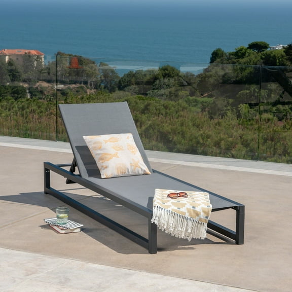 MAYEERTY Patio Lounge Chair Outdoor Chaise Lounge with Sturdy Steel Frame Outdoor Sunbathing Recliner
