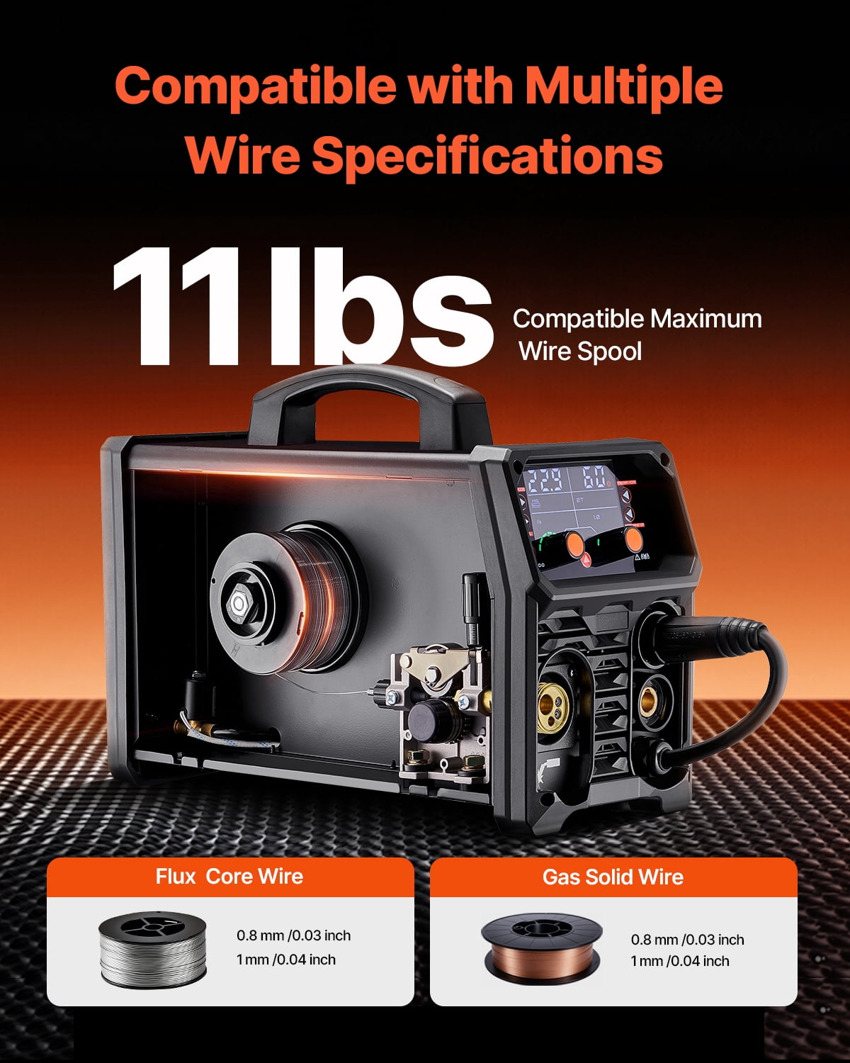 VEVOR MIG Welder,200A Synergic Mig Welding Machine, 4-in-1 Gas MIG/Flux Core MIG/Stick/Lift TIG Multi-Process Welder Machine,110V/220V Dual Voltage Mig Welder with IGBT Inverter & LCD Screen Display