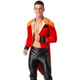 thumbnail image 3 of Haitryli Men's Adult Circus Ringmaster Costume Open Front Velvet Tassel Long Tailcoat Jacket Coat Red L, 3 of 7