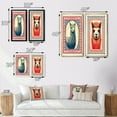 thumbnail image 4 of Designart "Retro Stamp Alpaca Portrait Illustration III" Alpaca Framed Wall Art Set Of 2 - Traditional Red Frame Gallery Set For Office Decor, 4 of 6
