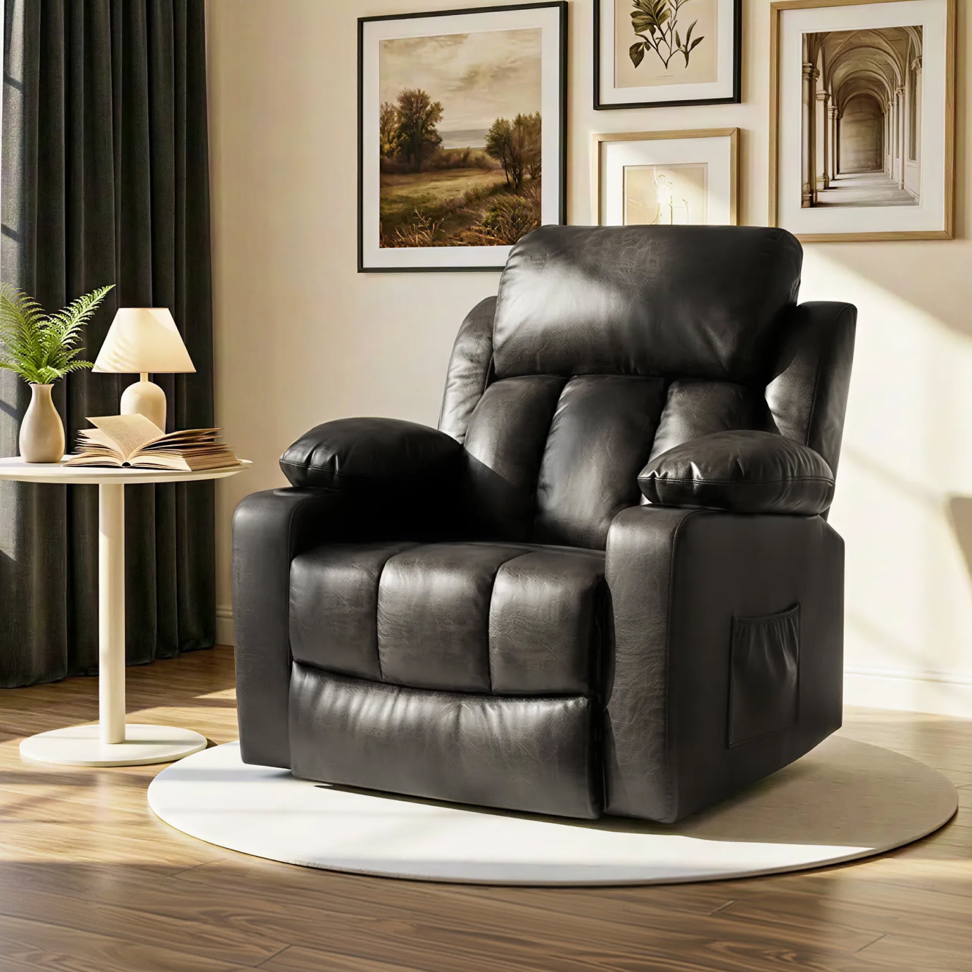 FLEXISPOT Power Lift Recliner Chair with Massage & Heat, Dual Motor Electric Lift Chair, Wide Seat Faux Leather Reclining Chair for Elderly, Soft Upholstered, Infinite Position, Living Room,L Size