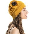 thumbnail image 5 of Women Turban Flower Caps Vintage Beanie Headscarf Elastic Headwrap Hat, 5 of 8