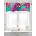 thumbnail image 2 of Multicoloured Marble Linen Curtain Valance for Bedroom/Bathroom/Kitchen/Office/Living/Dining Room Window,Abstract Rainbow Ink Watercolor Rod Pocket Topper Decorative Cafe Drapes Panel 42"x12", 2 of 6