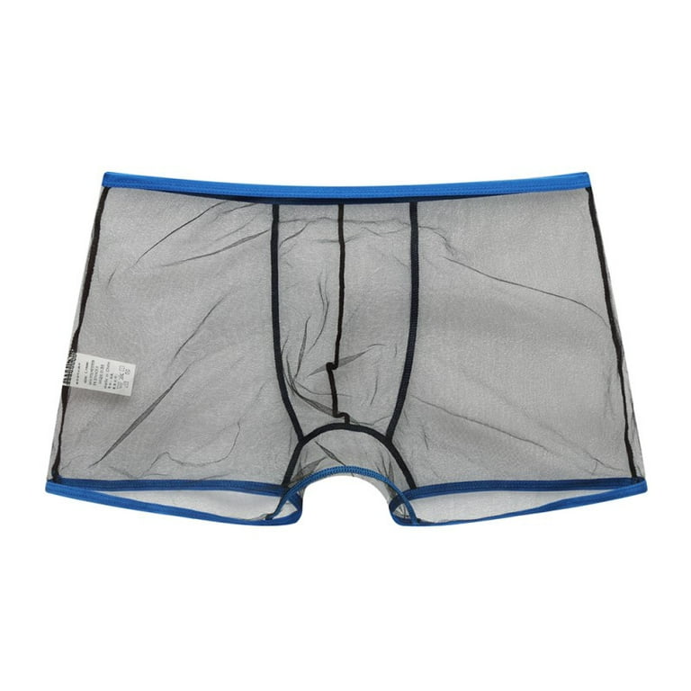 Sexy Mens Stretch Underwear Transparent Mesh See Through Boxer Briefs Shorts