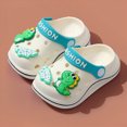 thumbnail image 2 of CAUYDY Kids Lightweight EVA Clog Sandals, 3D Dino Decor Closed Toe Convertible Back Strap Summer Slippers(L101-White,11), 2 of 9