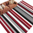 thumbnail image 2 of Red Grey Washable Living Room Rugs 5'x8', Black Stripe Abstract Geometric Vertical Stripes Low Pile Throw Large Area Rug Non-Slip Sturdy Edge Binding Carpet for Living Room Kitchen Office, 2 of 9