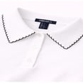 thumbnail image 2 of Forever 21 Wga Scalloped Edge Short Sleeve Polo Shirt, Color- White/Black, Size- S, 2 of 6