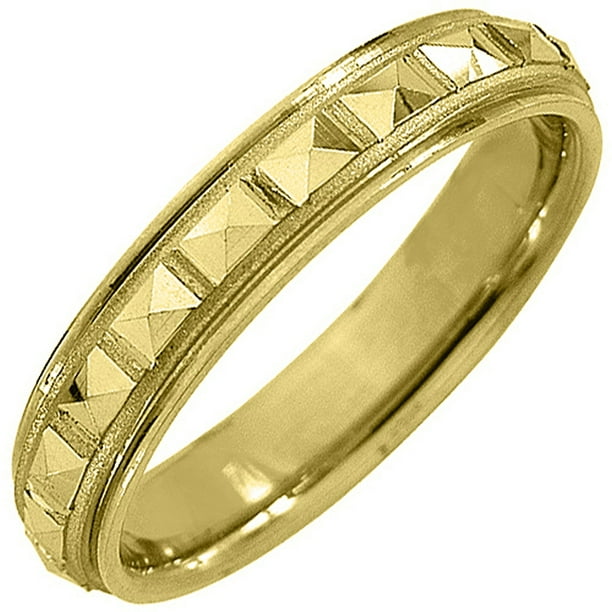 TheJewelryMaster 14K Yellow Gold Mens Wedding Band 4mm